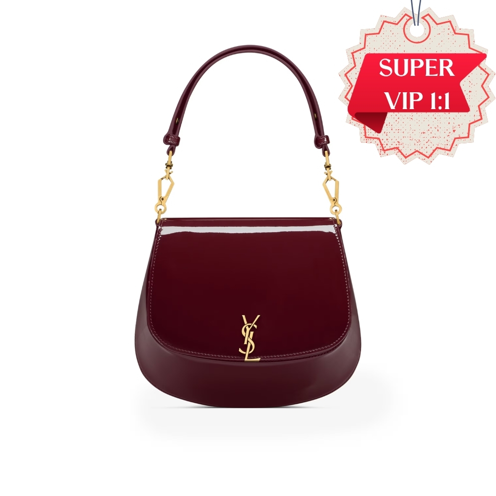[SUPER VIP 1:1] SAINT LAURENT MINI VOLTAIRE TOP HANDLE BAG IN PATENT LEATHER DARK RED WINE 21CM 800846BMIIW6413