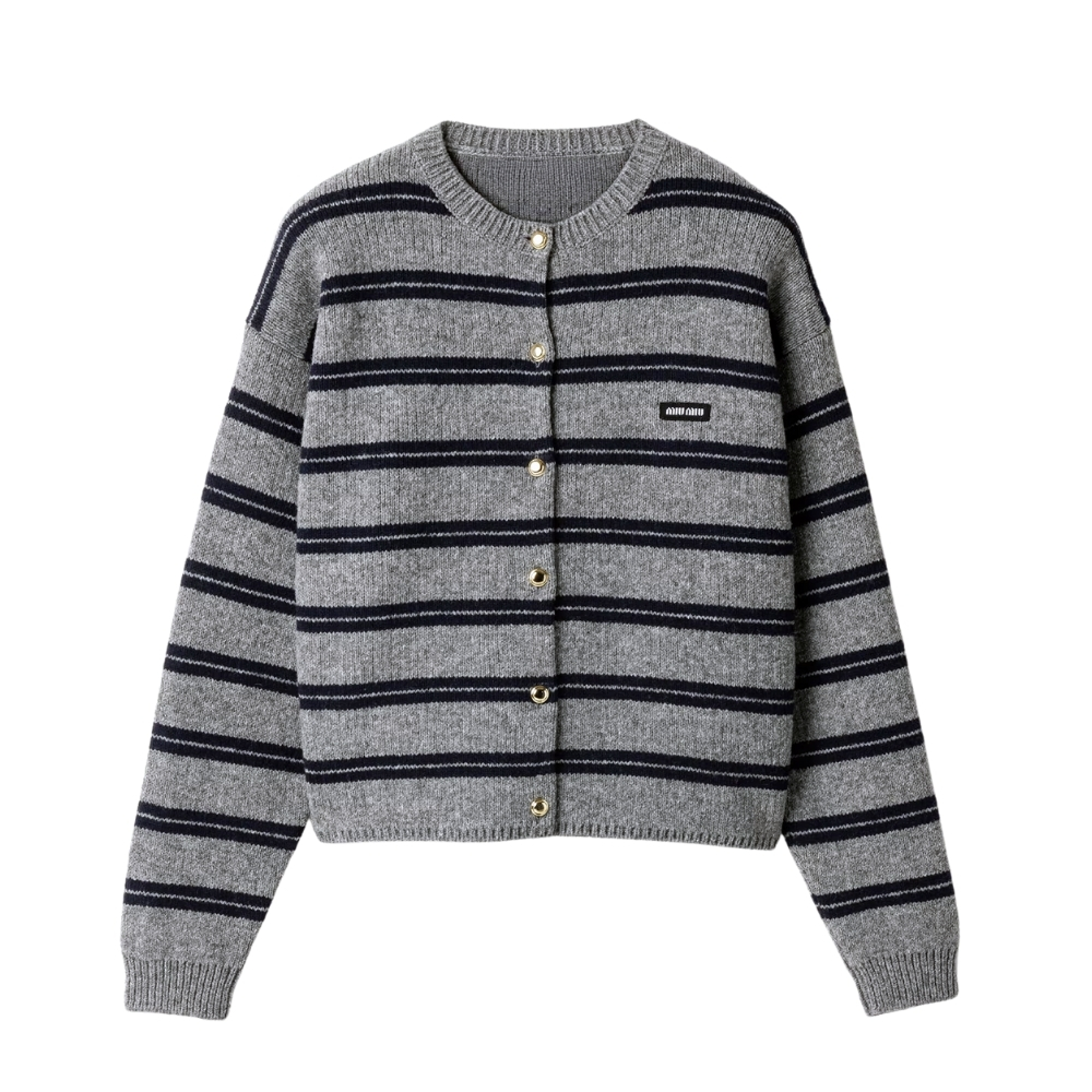 MIUMIU SHETLAND KNIT CARDIGAN GREY MMF899 15NQ F0MZQ S OOO