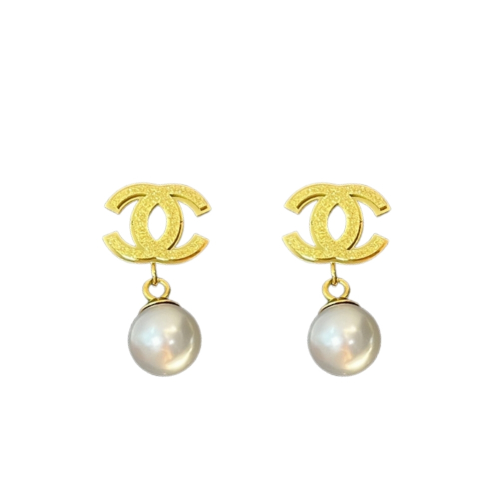 CHANEL CC FAUX PEARL DROP EARRINGS WITH GOLD
