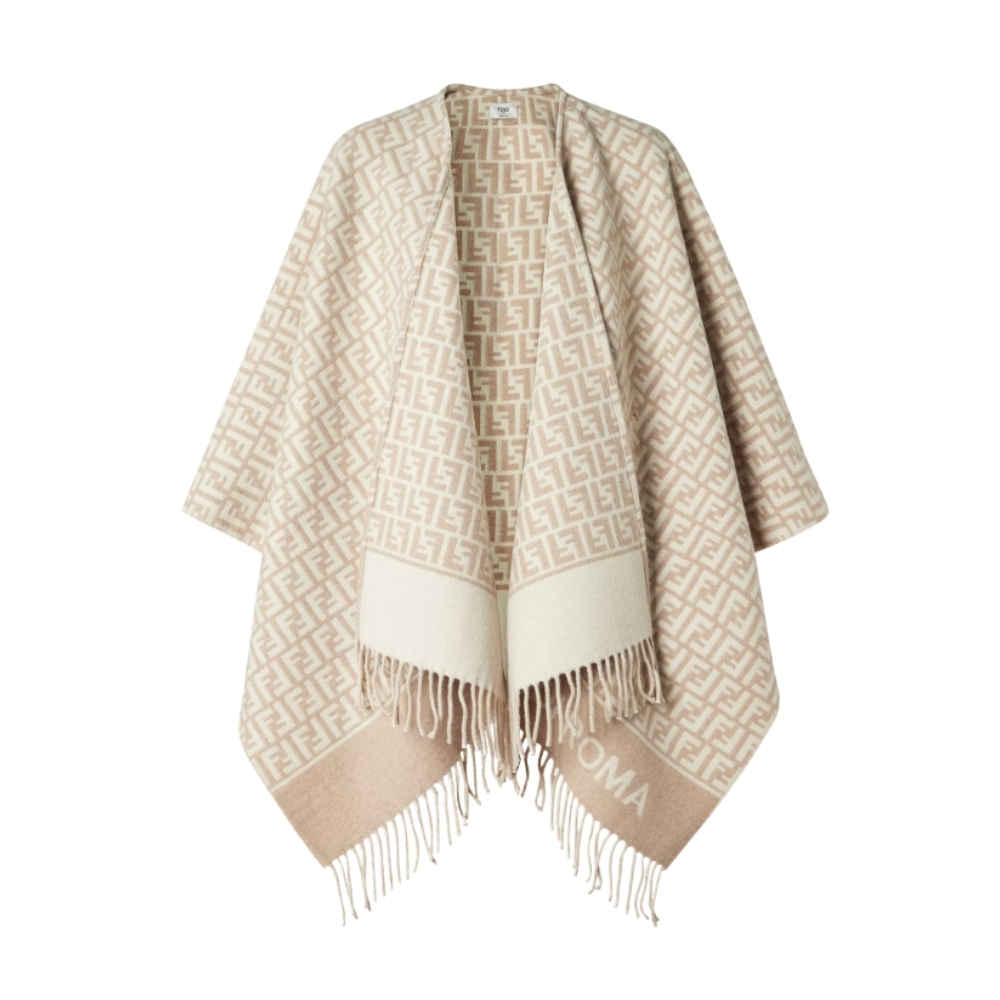 FENDI PONCHO BEIGE WOOL AND CASHMERE PONCHO FXX723AQCWF0QB9