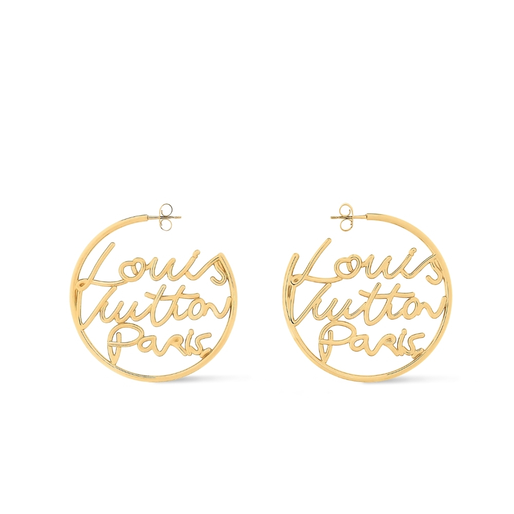 LOUIS VUITTON LV SCRIPT EARRINGS GOLD M03239