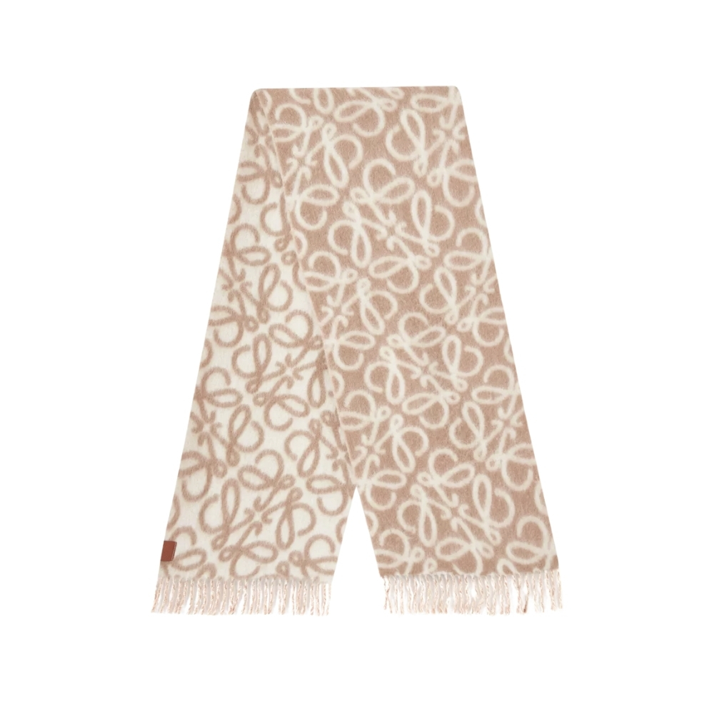 LOEWE ANAGRAM WOOL SCARF BEIGE