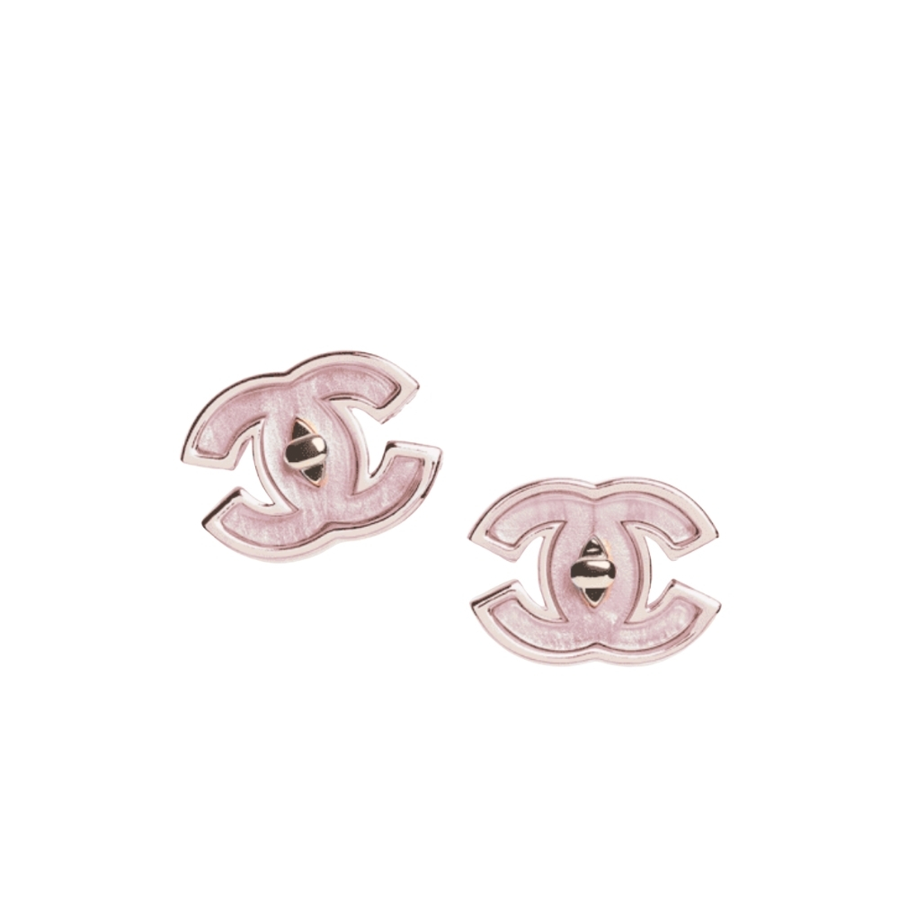 CHANEL STUD EARRINGS PINK GOLD ABG299 B21878 U3494
