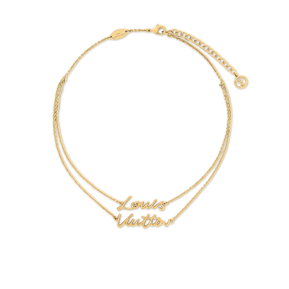 LOUIS VUITTON LV SCRIPT NECKLACE GOLD M03263