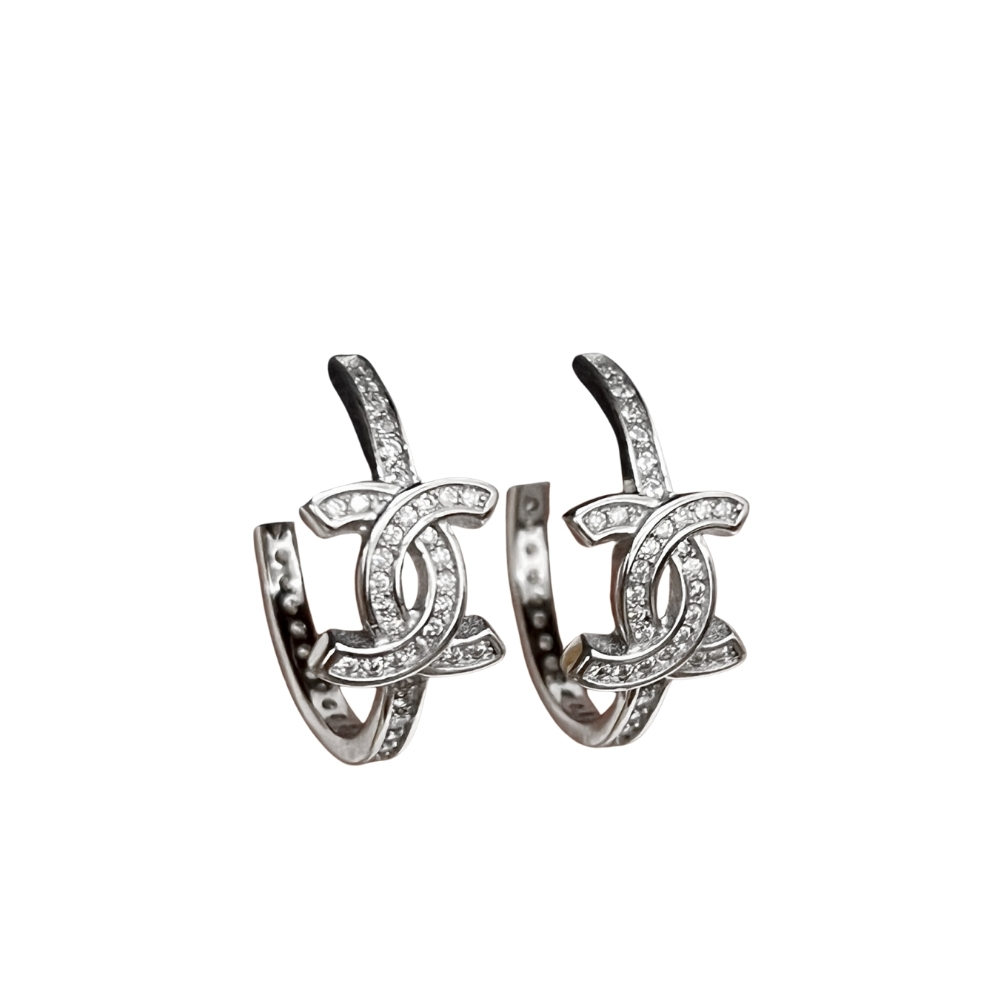CHANEL CC MARK HOOP EARRINGS IN SILVER ABF729 B20574 U0939