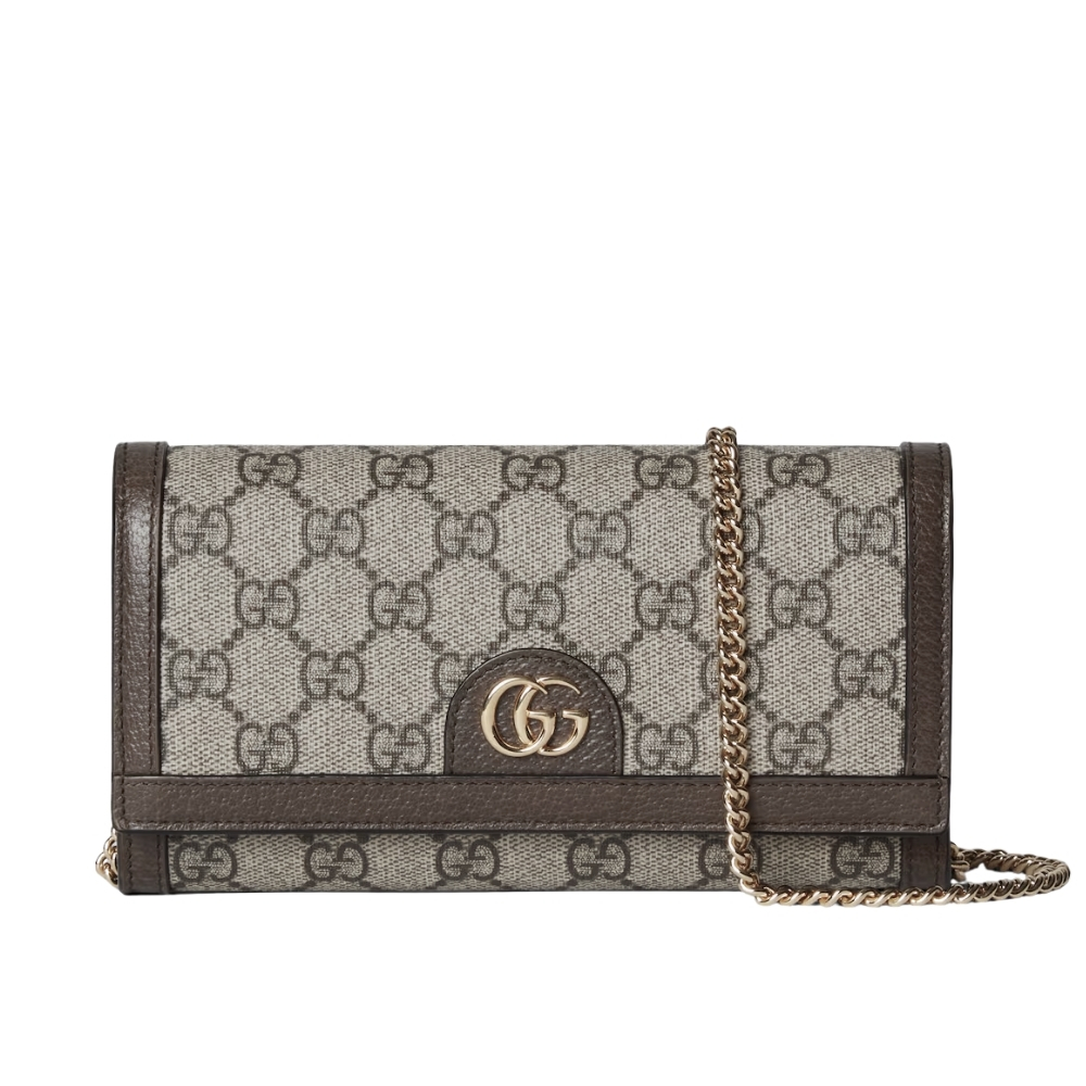 GUCCI OPHIDIA CHAIN WALLET BEIGE GG SUPREME CANVAS 19CM 772309K9GSG8367