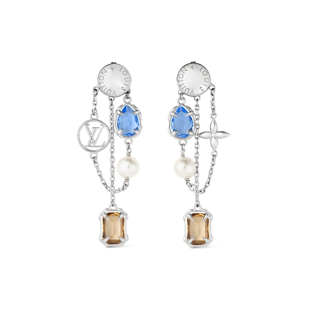 LOUIS VUITTON HEIRLOOM PENDANT EARRINGS SILVER M02889