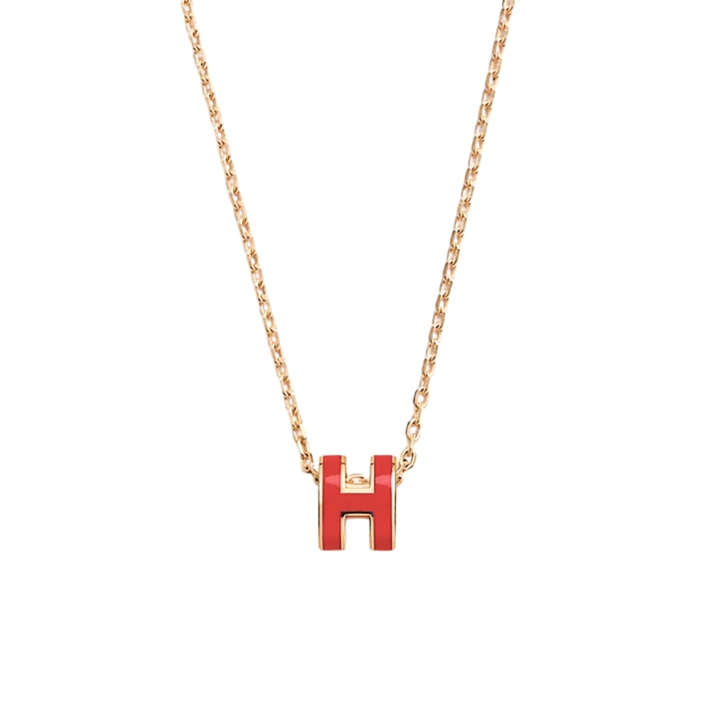 HERMES MINI POP H PENDANT RED AND GOLD H147992F 12