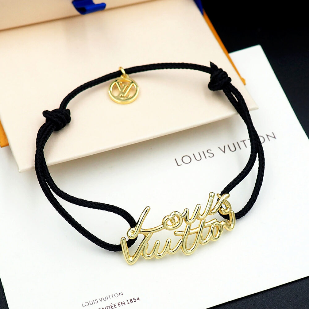 Alternative view of LOUIS VUITTON LV SCRIPT BRACELET BLACK GOLD M4437Z