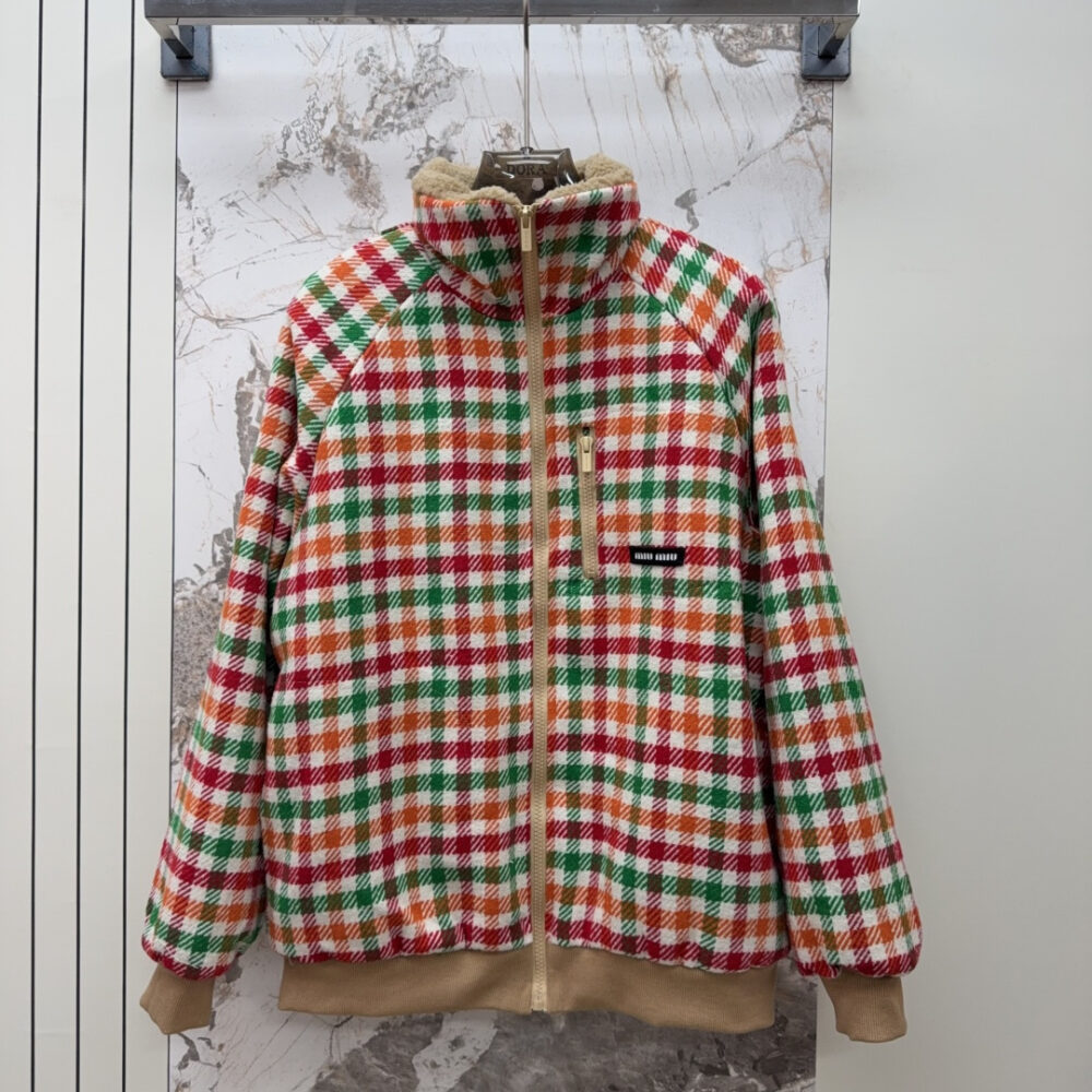 Alternative view of MIUMIU FLEECE LINED CHECKED BLOUSON JACKET MULTICOLOR ML1358 18FU F04UO S OOO
