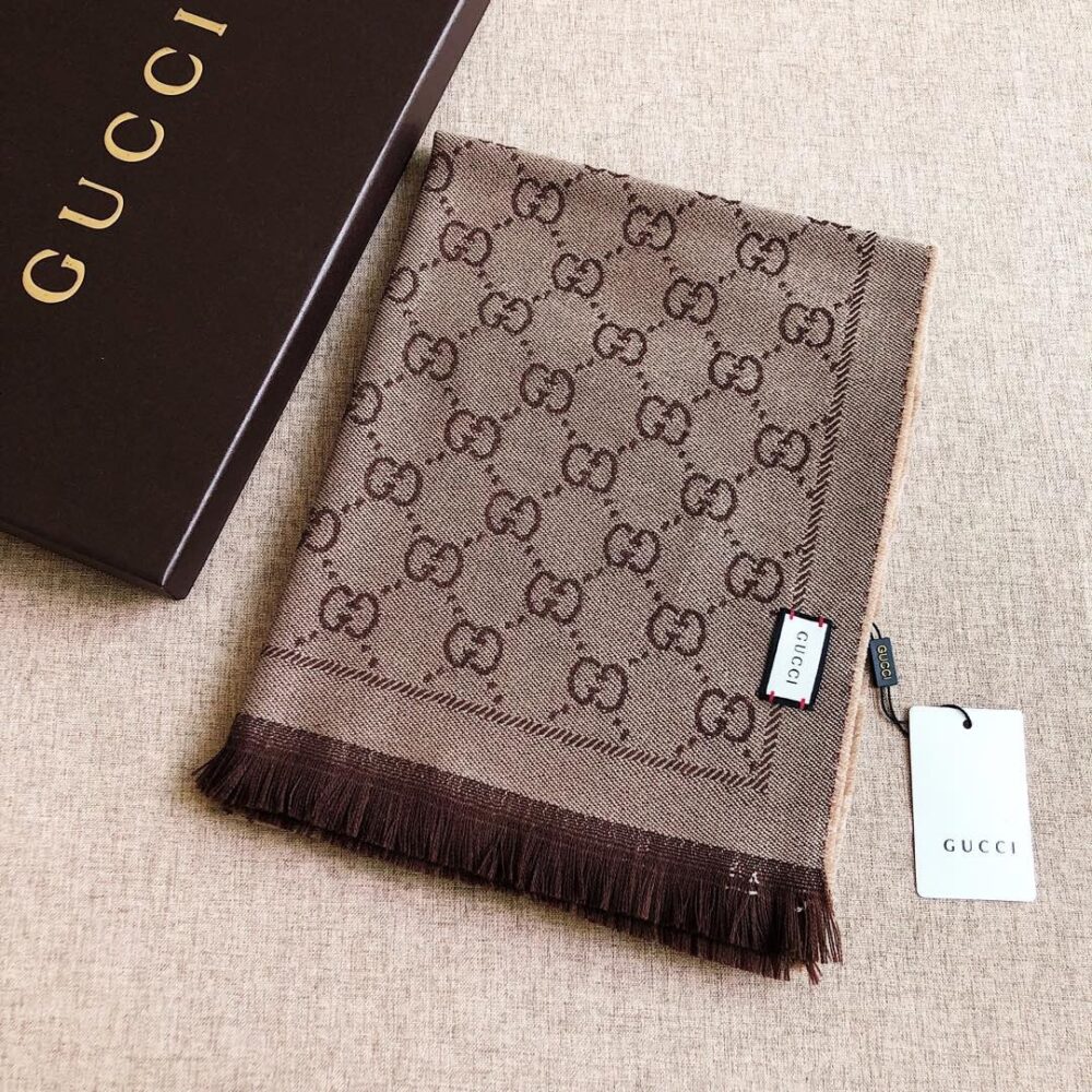 Alternative view of GUCCI GG WOOL SCARF BROWN 180CM ‎133483 3G200 2764