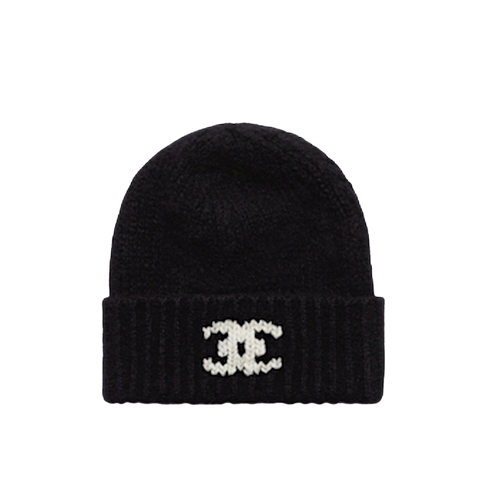 CHANEL CC KNITTED BEANIE BLACK