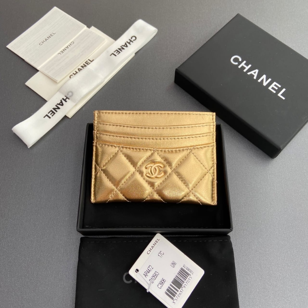 Alternative view of CHANEL CC LOGO QUILTED CLASSIC CARD HOLDER GOLD AP0213 B07575 NG057