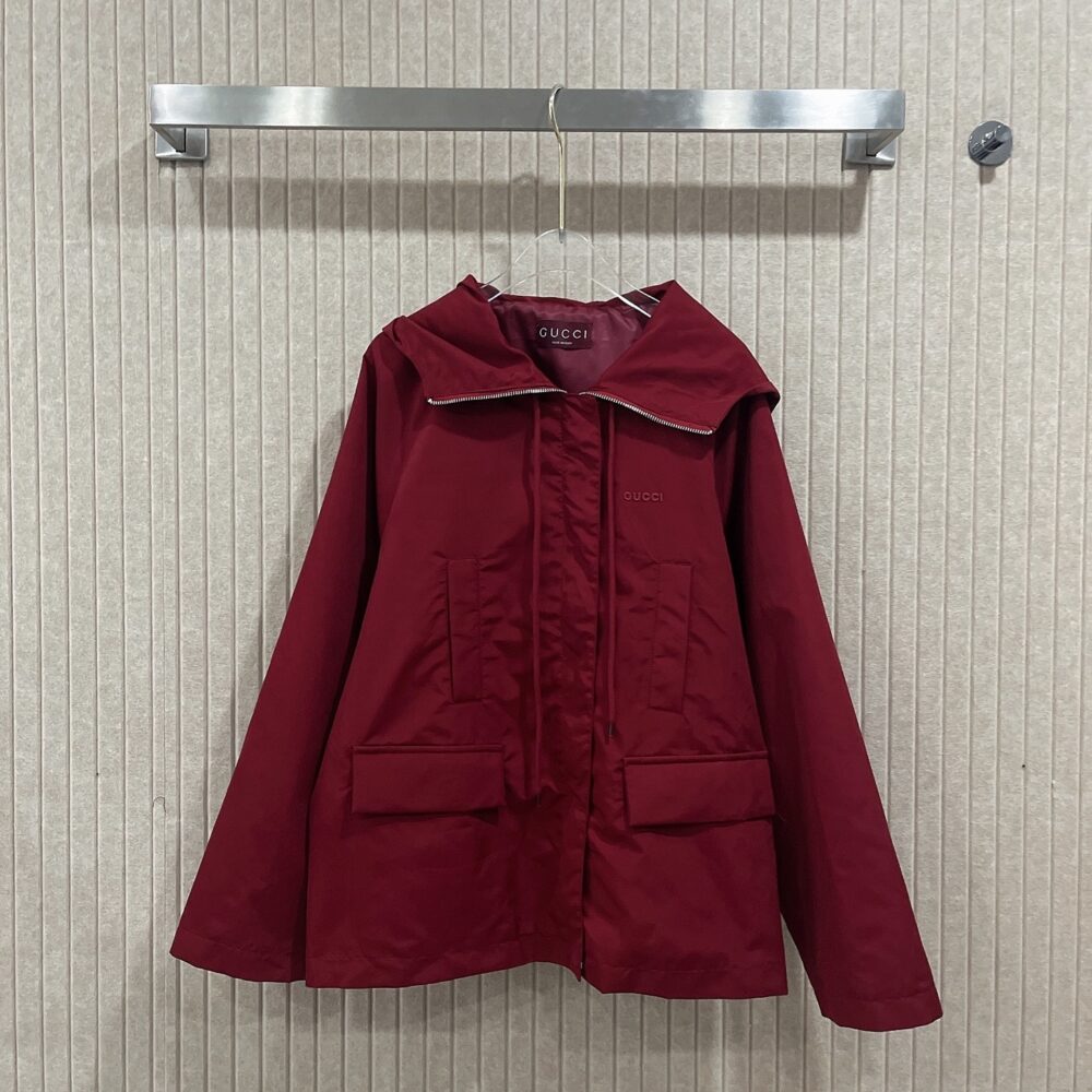 Alternative view of GUCCI HOODED FABRIC JACKET WITH LOGO ROSSO ANCORA RED 823752 ZAR16 6052