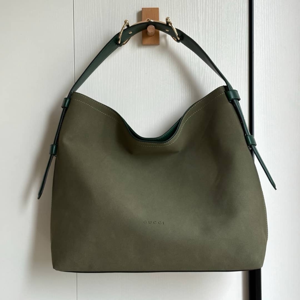 Alternative view of GUCCI BEATRIX LARGE TOTE BAG GREEN SUEDE 40CM
