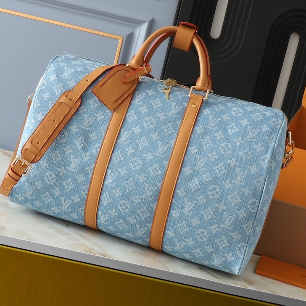 Alternative view of LOUIS VUITTON KEEPALL BANDOULIÈRÈ 45 BAG SKY BLUE DENIM 45CM M25334