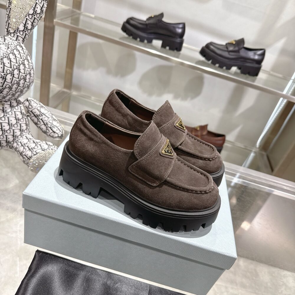 Alternative view of PRADA CHOCOLATE SUEDE LOAFERS DARK BROWN 1D246M MG0 F0003 F G050