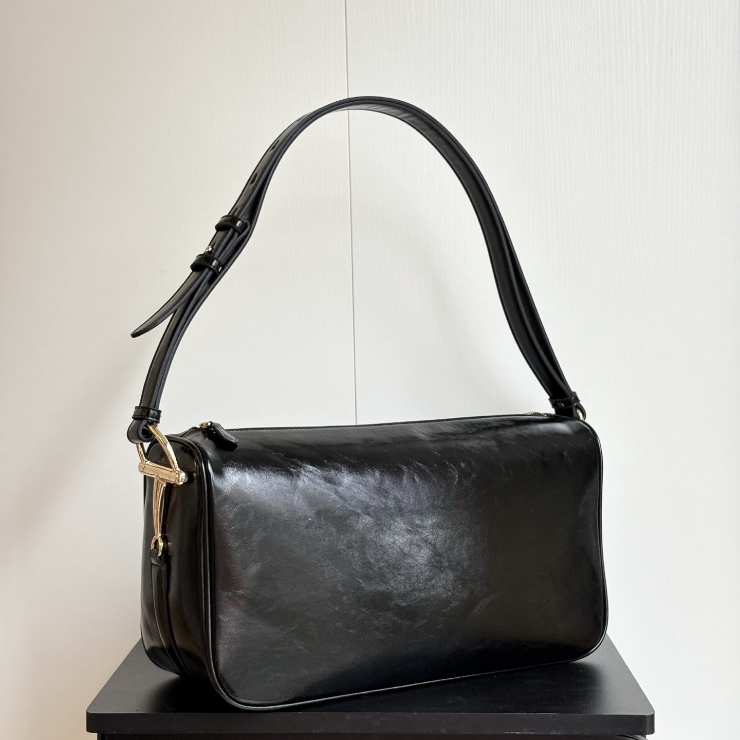 Gucci Half Horsebit Large Shoulder Bag Black Leather 38Cm - Image 3