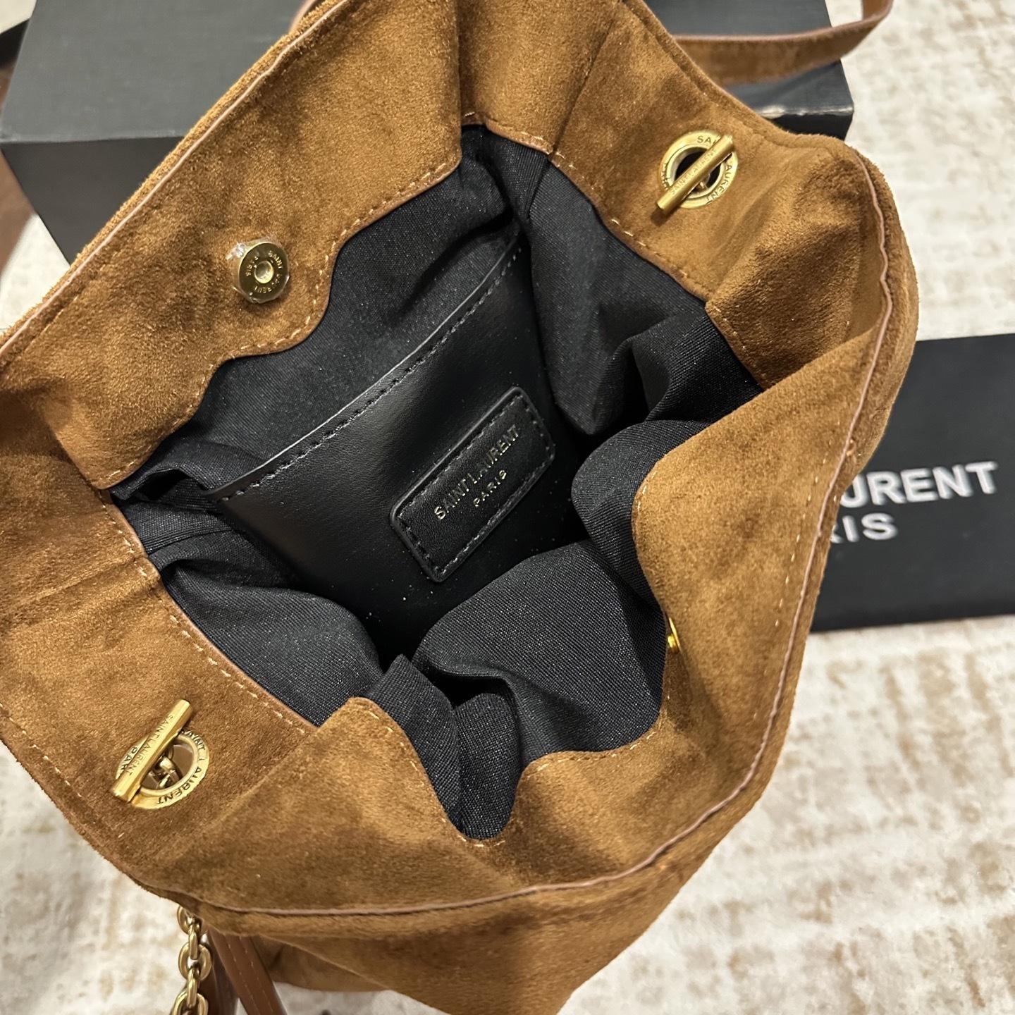 Saint Laurent Jamie Shoulder Pouch In Caramel Cognac 26Cm 8627121U8P72916 - Image 6