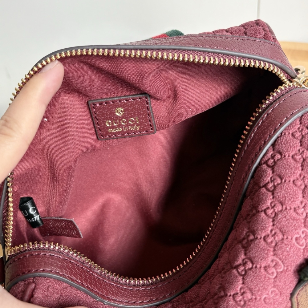 Gucci Mini GG Handbag GG Canvas Dark Red 20Cm - Image 6