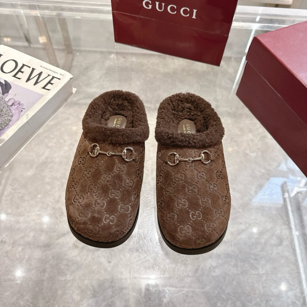 Alternative view of GUCCI WOMEN MULE WITH HORSEBIT DARK BROWN GG 836057 AAE27 2042