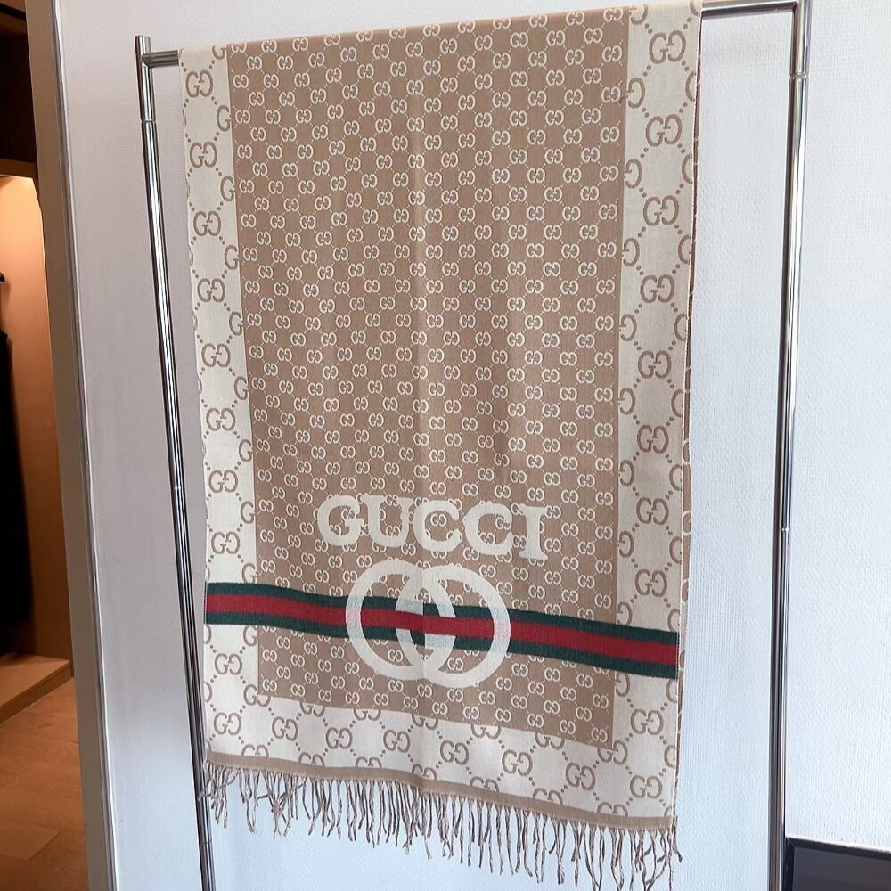 Alternative view of GUCCI GG JACQUARD KNITTED SCARF BEIGE 180CM