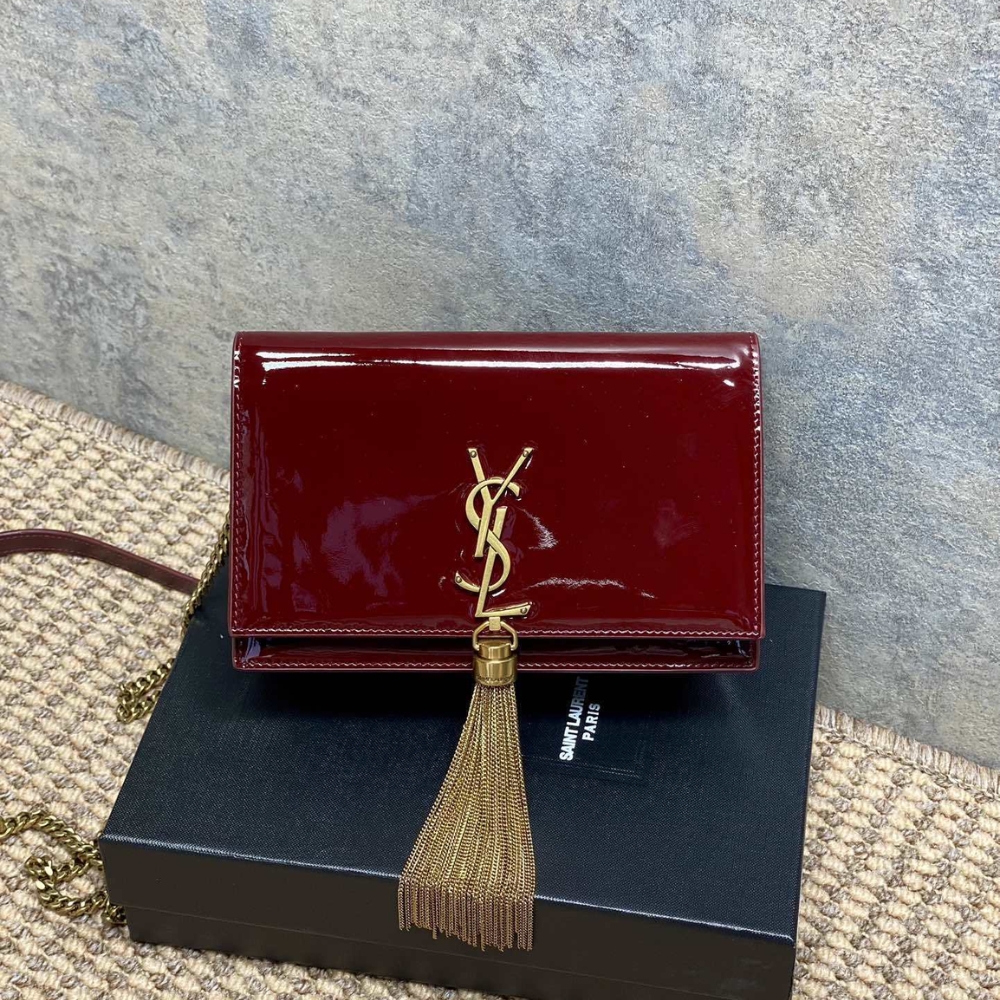 Alternative view of [SUPER VIP 1:1] SAINT LAURENT KATE TASSEL CHAIN WALLET BURGUNDY 19CM 742833BMIIW6413