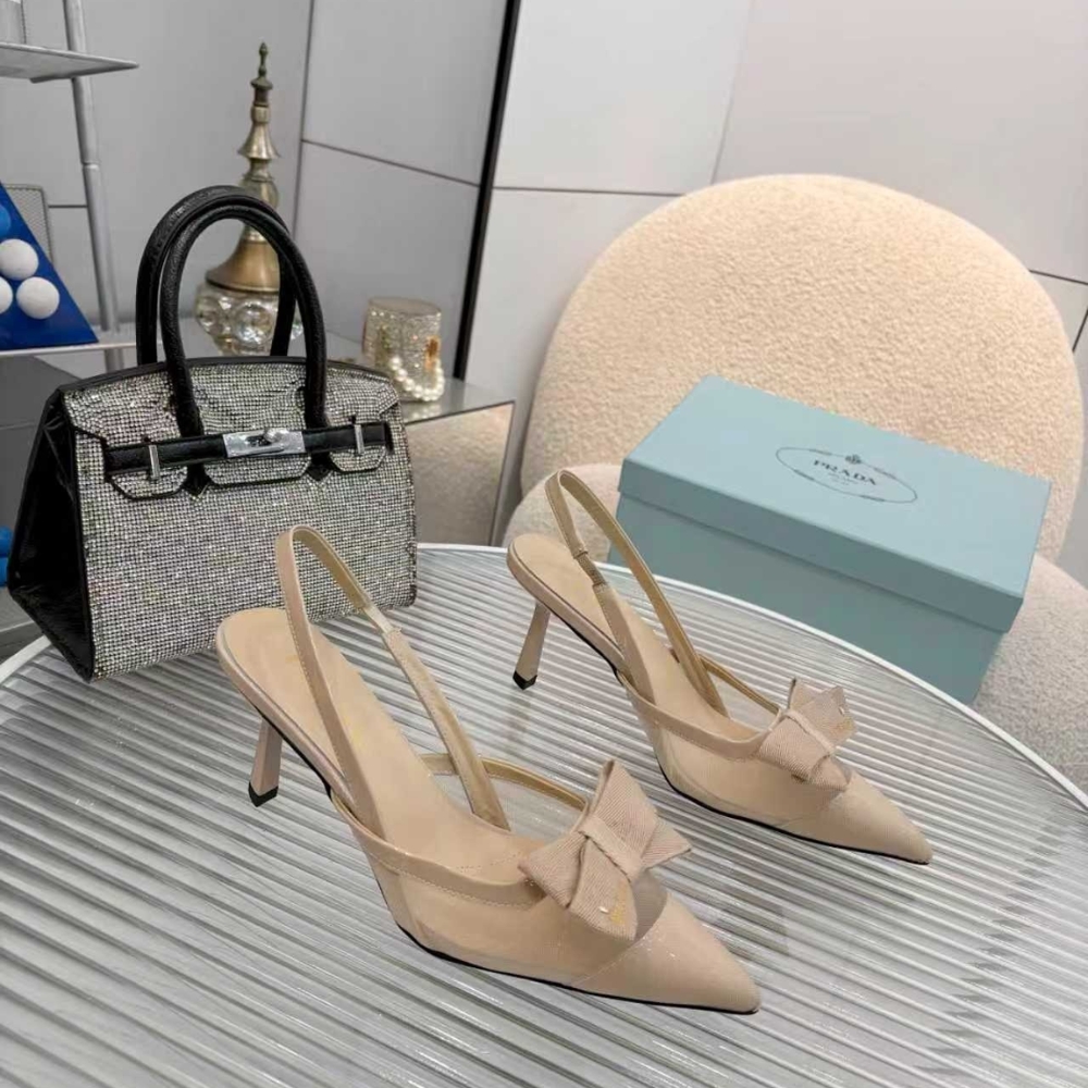 Alternative view of PRADA MESH FABRIC SLINGBACK PUMPS IN BEIGE