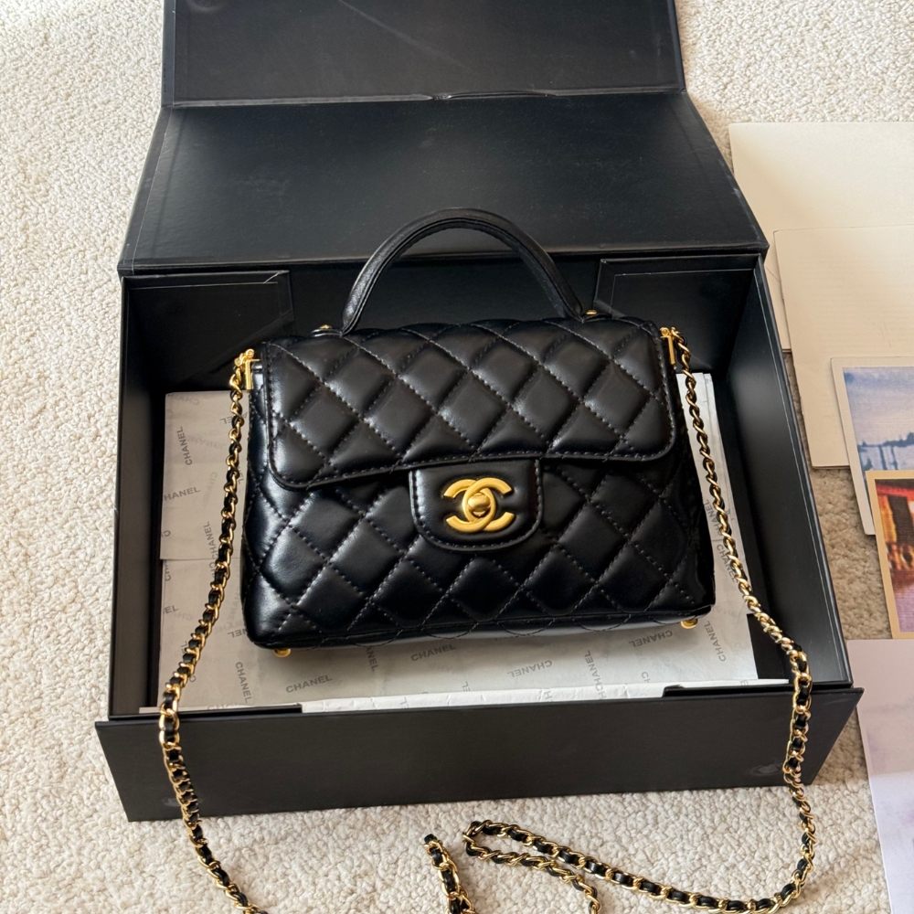 Alternative view of Chanel Mini Flap Top Handle Bag And Gold Metal Black 20Cm AS5355 B19386 94305