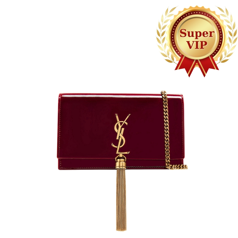 [SUPER VIP 1:1] SAINT LAURENT KATE TASSEL CHAIN WALLET BURGUNDY 19CM 742833BMIIW6413