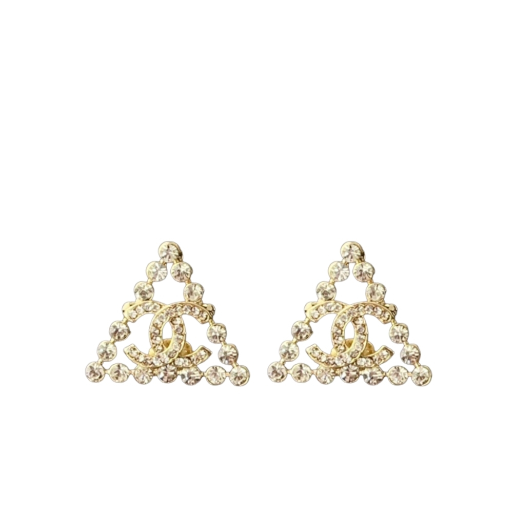 CHANEL CC LOGO WITH TRIANGULAR GEMSTONES GOLD AB2468 B010203 NK635
