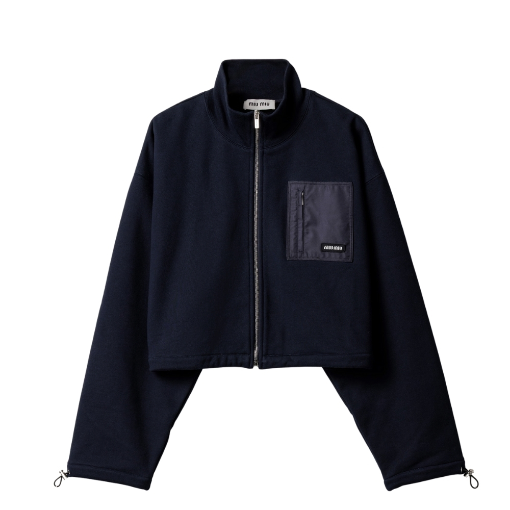 MIUMIU ZIPPERED FLEECE JACKET NAVY MJLA09 18TP F0008 S OOO
