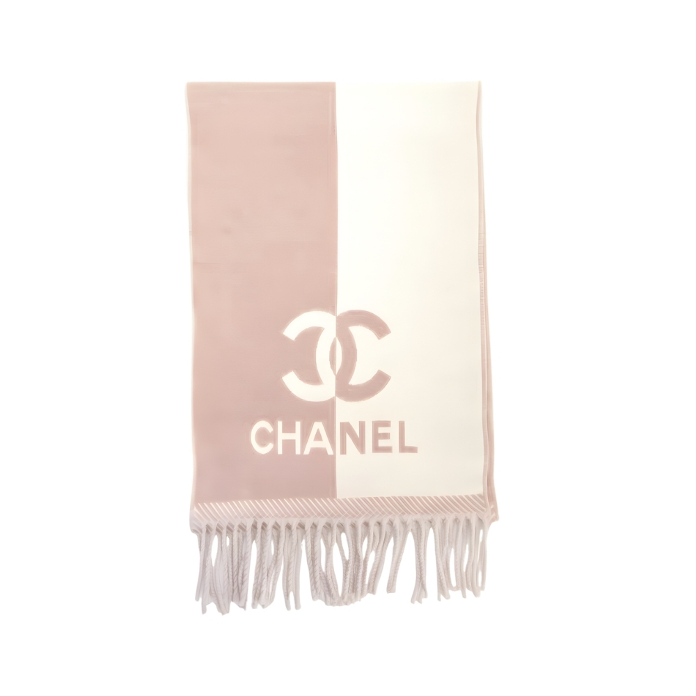 CHANEL 24A HALF COLOR WOOL SCARF PINK 180CM