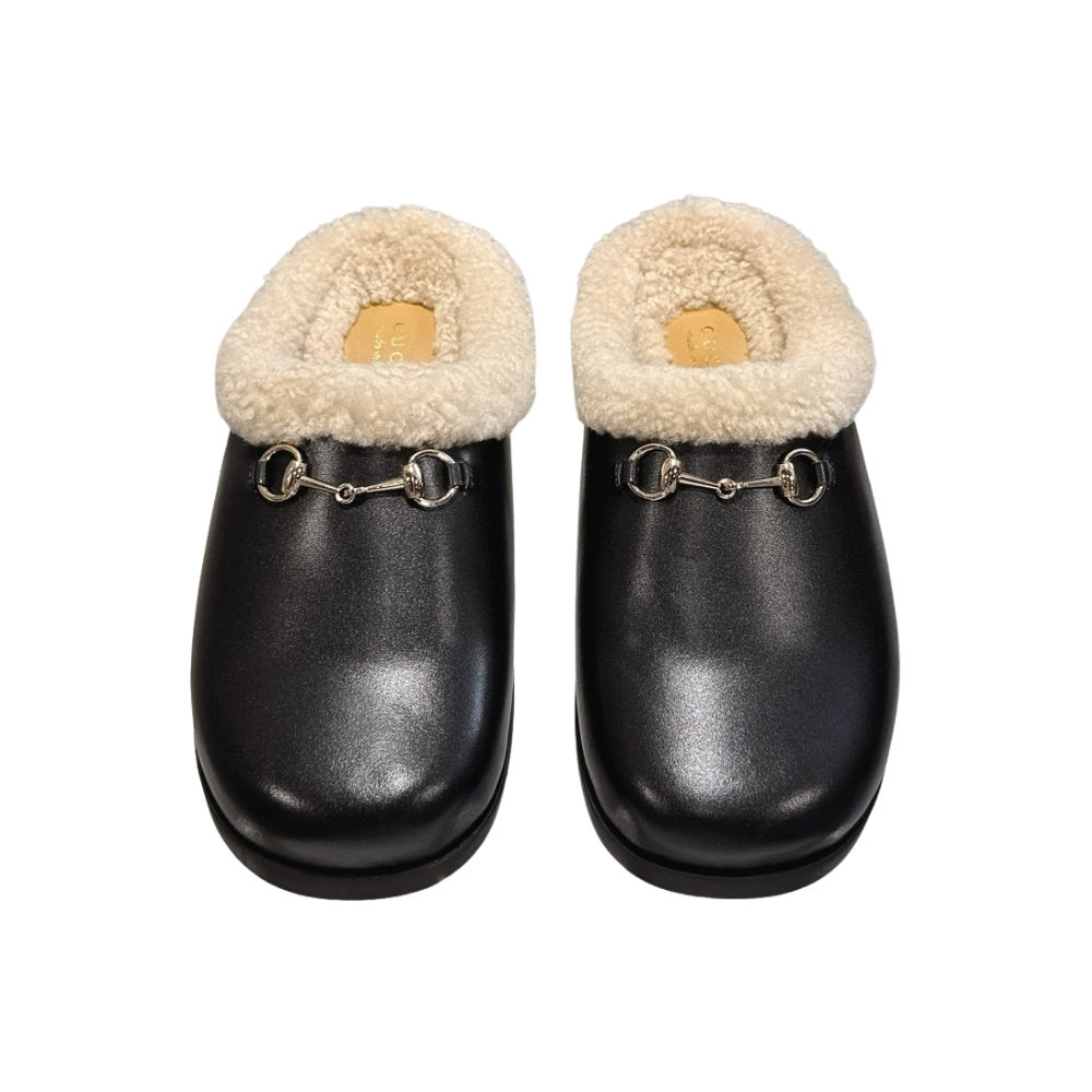 GUCCI WOMEN MULE WITH HORSEBIT BLACK LEATHER