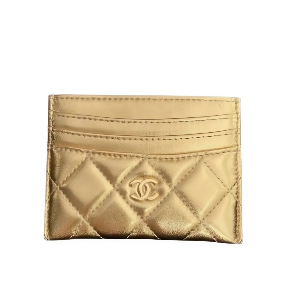 CHANEL CC LOGO QUILTED CLASSIC CARD HOLDER GOLD AP0213 B07575 NG057