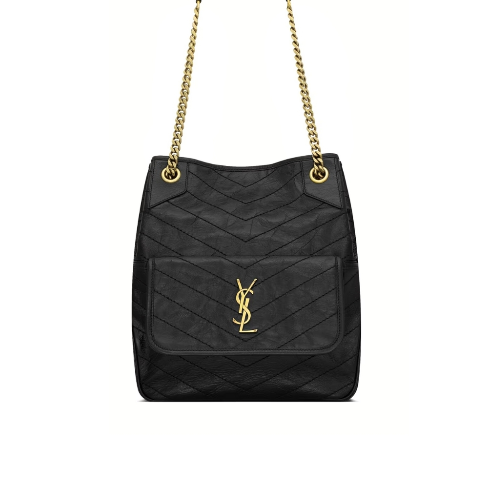 Saint Laurent Niki Small Shopping In Vintage Black Leather 30Cm 8622950EN071000