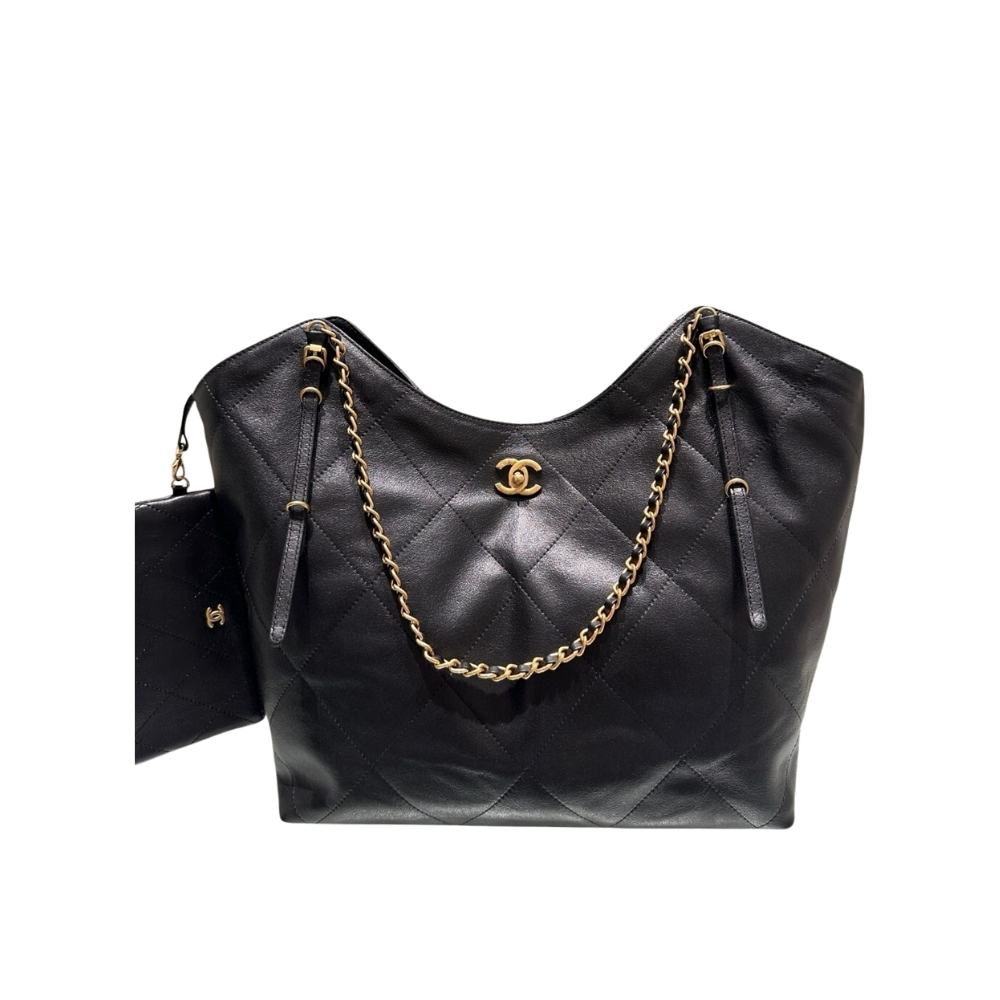 CHANEL MAXI SHOPPING BAG AND GOLD TONE METAL BLACK 35CM AS5463 B20565 94305