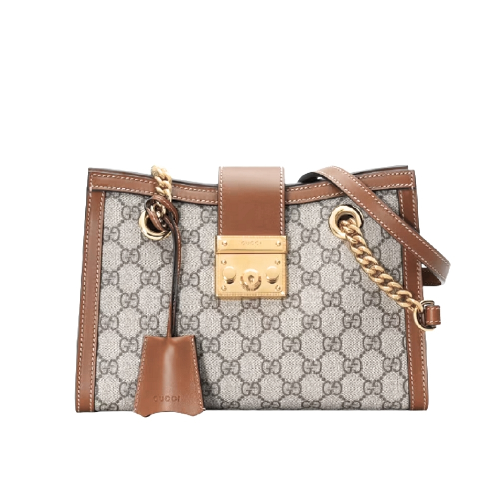 GUCCI PADLOCK SMALL SHOULDER BAG BROWN GG SUPREME 25CM 498156 KHNKG 8534