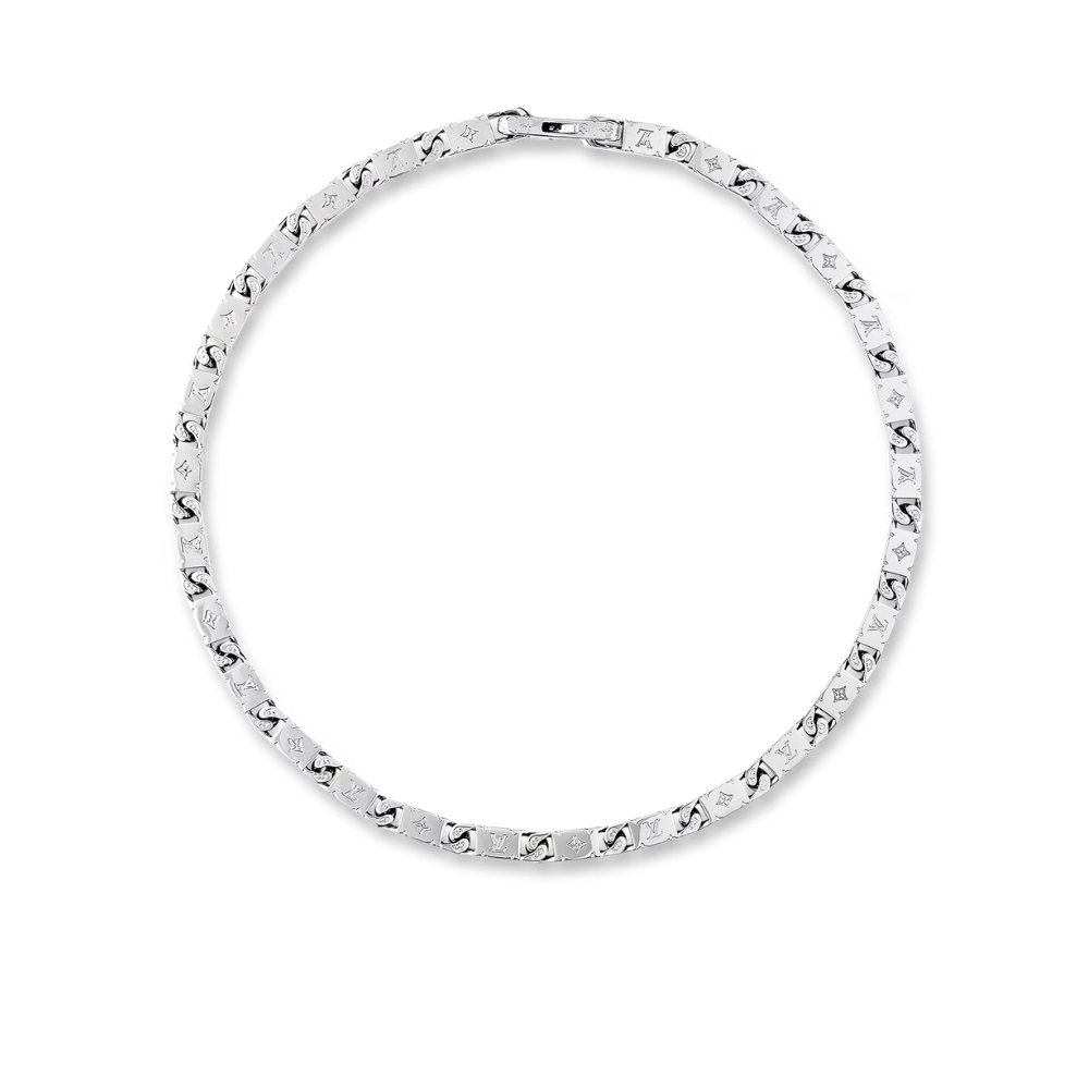 LOUIS VUITTON MONOGRAM TIED UP NECKLACE SILVER M00919