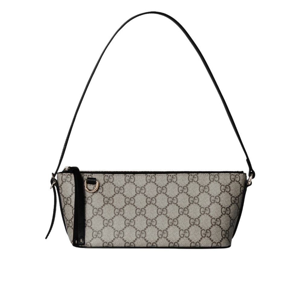 GUCCI GG EMBLEM SMALL SHOULDER BAG BEIGE AND DARK BROWN 22CM ‎847281 FAEUC 9741