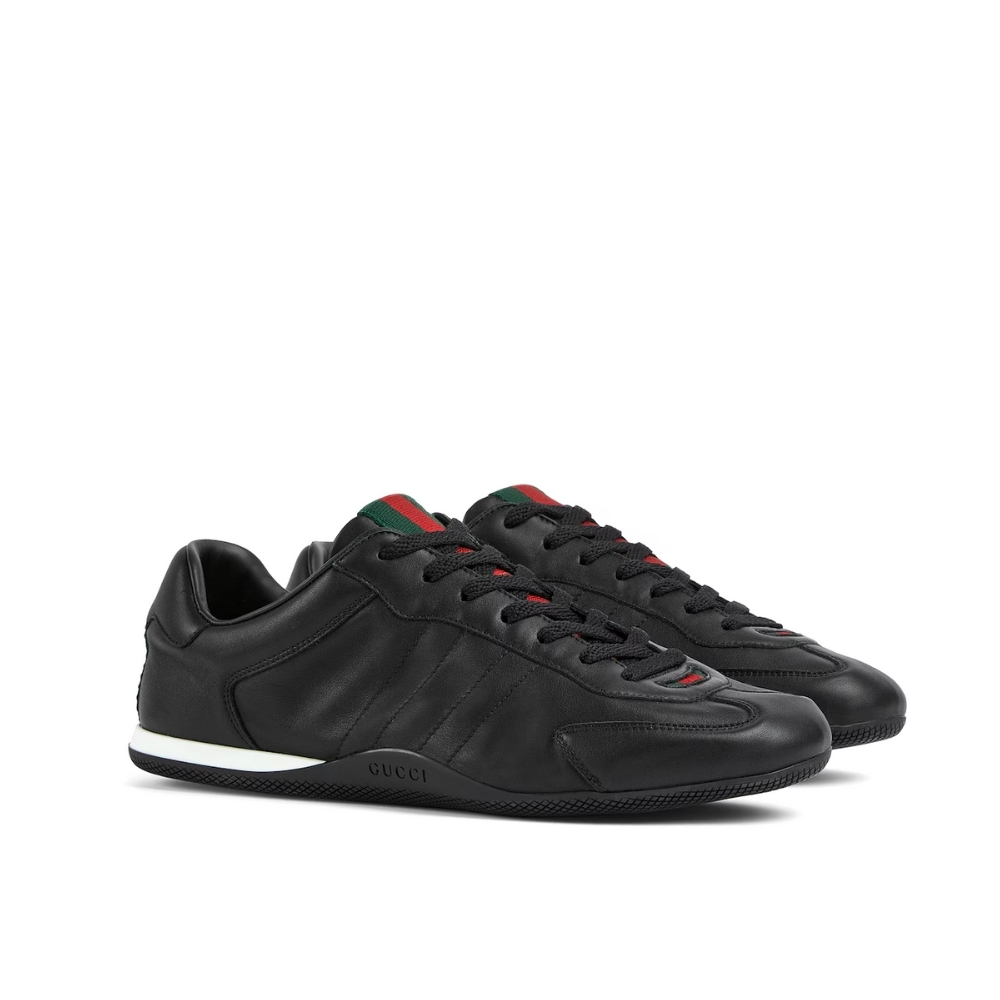 GUCCI MEN SHIFT TRAINERS ALL BLACK LEATHER 857018 AAFUH 1086