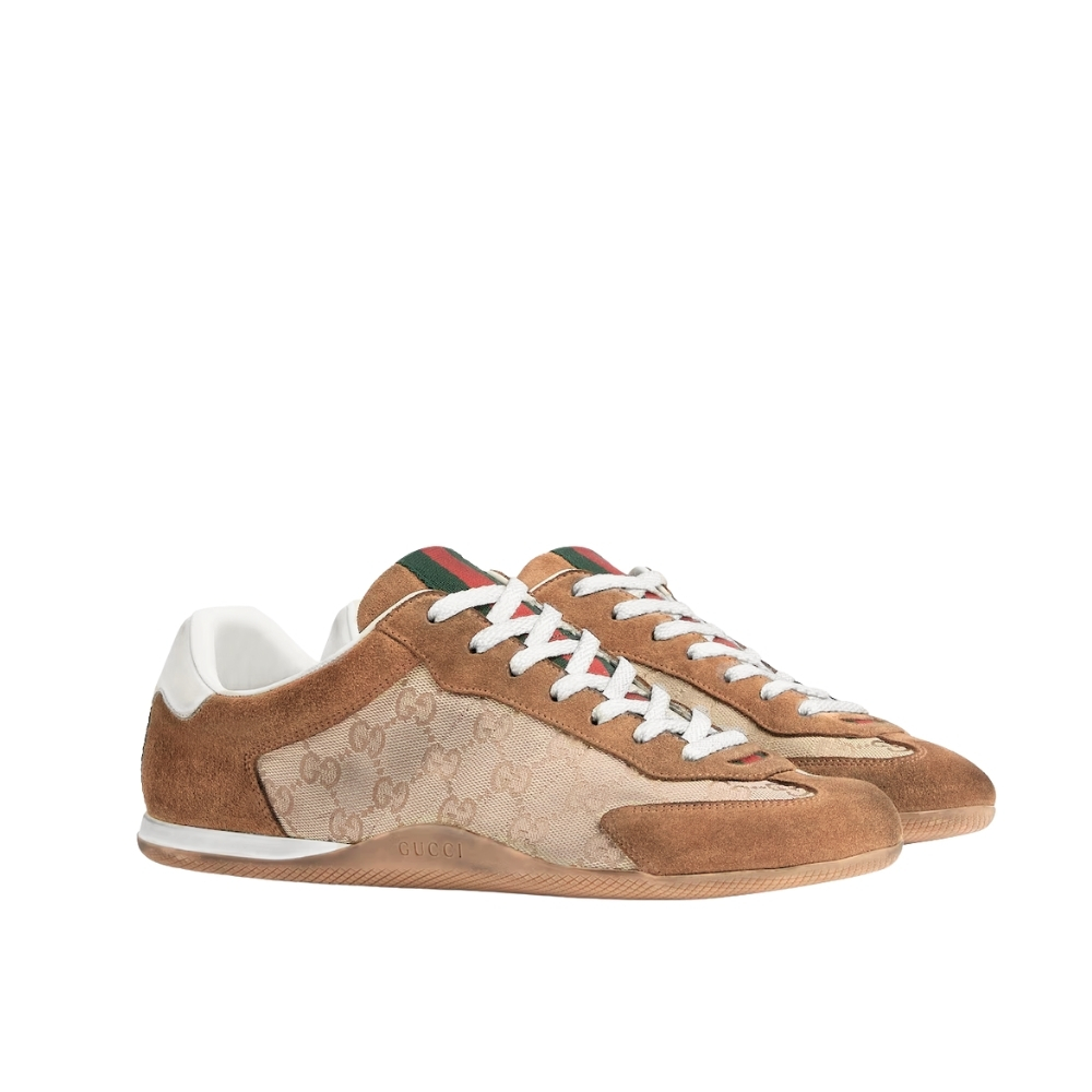 GUCCI MEN SHIFT TRAINERS BEIGE AND DARK BROWN 857018 AAF1X 2750