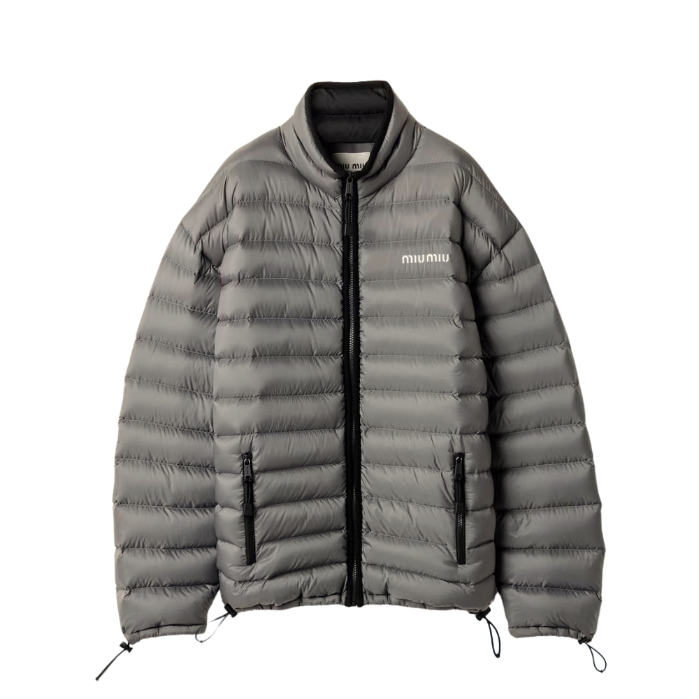 MIUMIU LIGHTWEIGHT PONGÉ DOWN JACKET GRAY ML1347 1754 F0276 S OOO