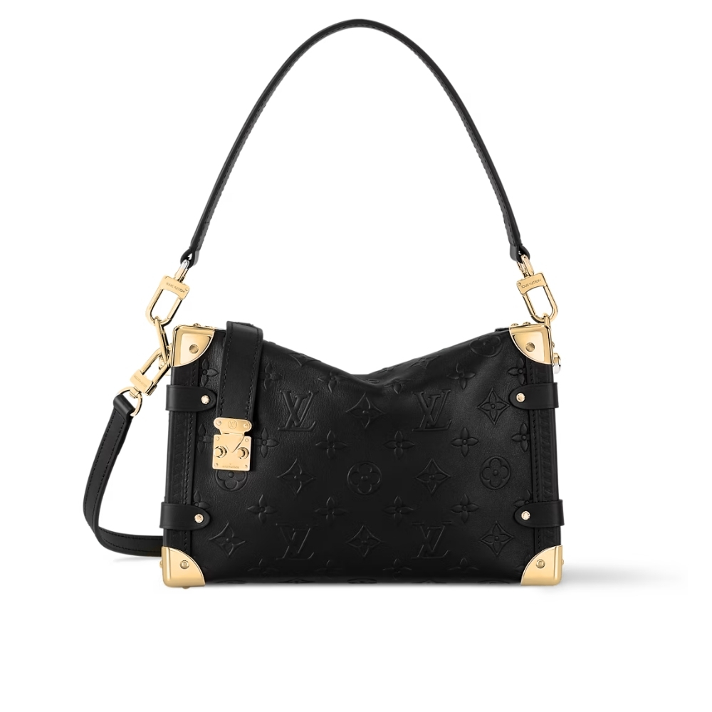Louis Vuitton MM Side Trunk Bag Gold Metal Black 23Cm