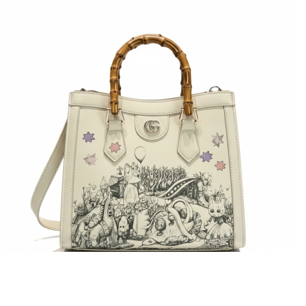 GUCCI YUKO HIGUCHI DIANA MEDIUM TOTE BAG WHITE 27CM 853226 AAGEU 1709