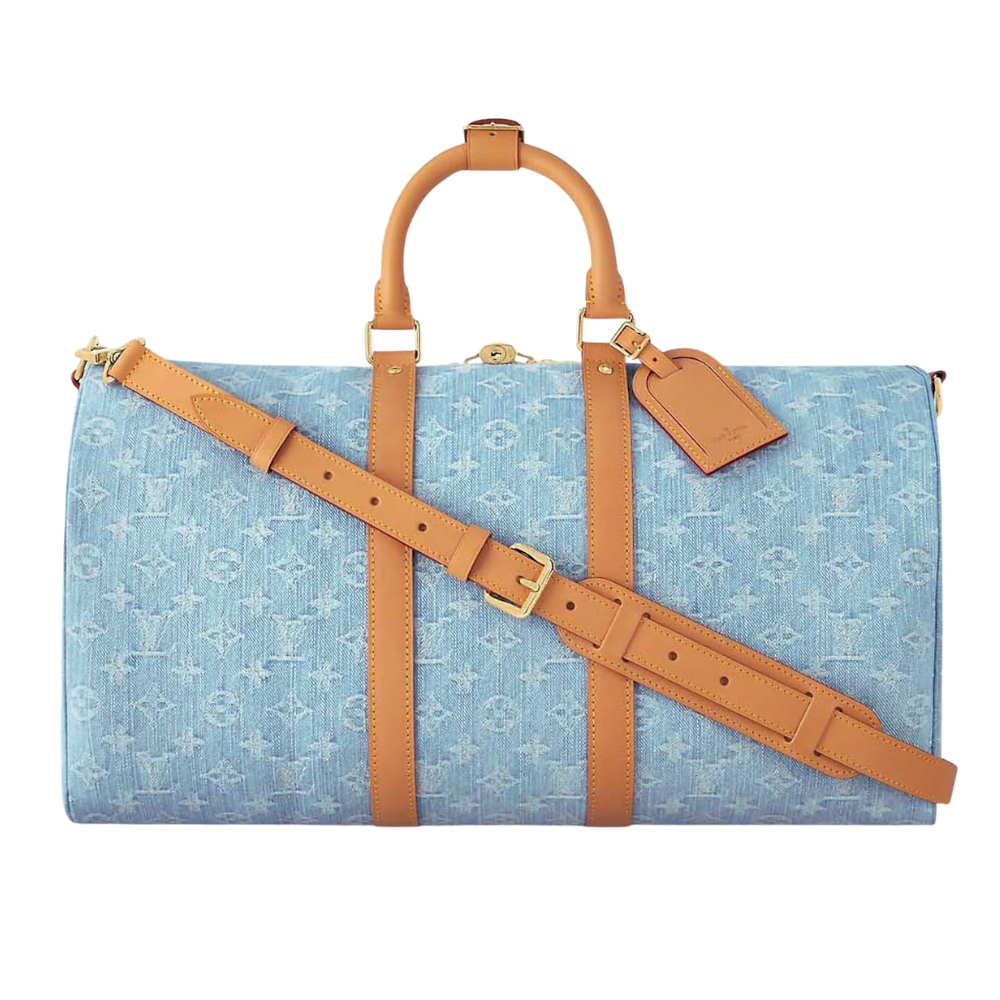 LOUIS VUITTON KEEPALL BANDOULIÈRÈ 45 BAG SKY BLUE DENIM 45CM M25334