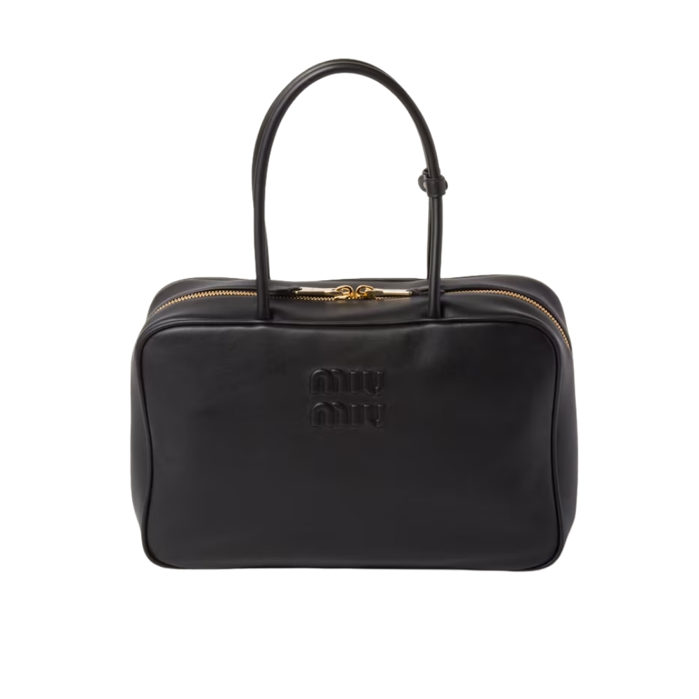 Miumiu Beau Leather Bag Black 34Cm 5BB117 2CRW F0002 V MON