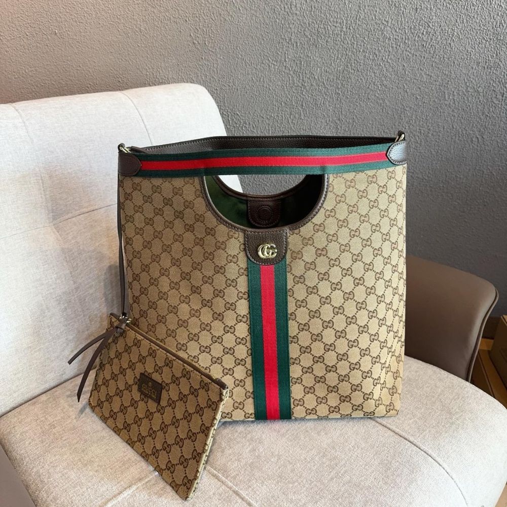Alternative view of Gucci Giglio Large Tote Bag Beige And Brown GG Canvas 36Cm 865452 FAFZE 9871