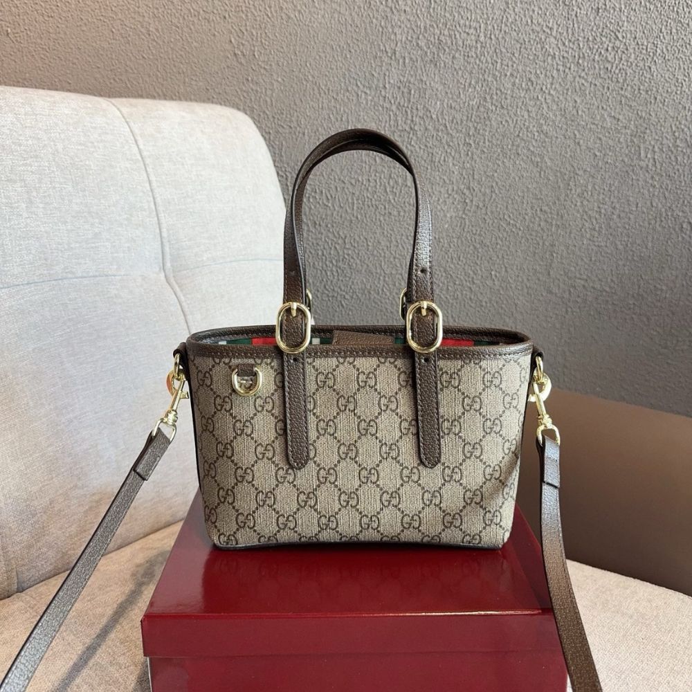 Gucci GG Emblem Mini Bag Beige and Dark Brown GG Fabric 20Cm 855491 FAEUC 9758 - Image 3