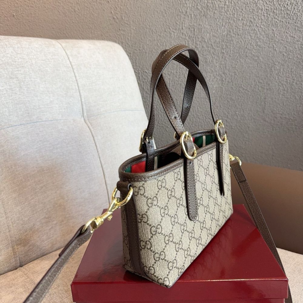 Gucci GG Emblem Mini Bag Beige and Dark Brown GG Fabric 20Cm 855491 FAEUC 9758 - Image 4